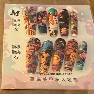Press on Nails Cartoon Character Art‎ Medium Length
